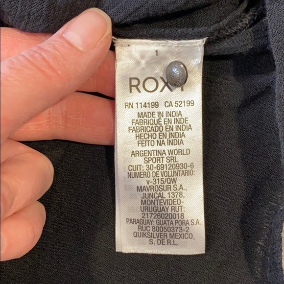 EUC Roxy Black Flowy Button Down Blouse - Picture 12 of 14